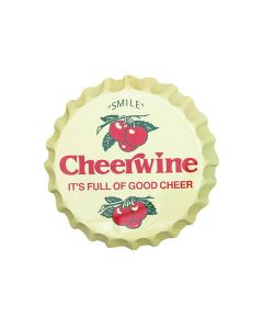 Cheerwine Bottle Cap Sign - Retro Yellow