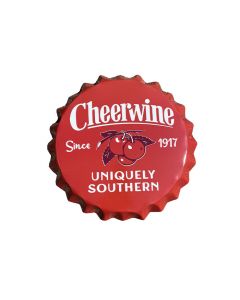 Cheerwine Bottle Cap Sign - Vintage Cherry Red